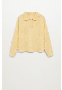 mango - Mango - Sweter SAFARI. Kolor: żółty. Materiał: dzianina. Długość rękawa: długi rękaw. Długość: krótkie. Wzór: ze splotem #4