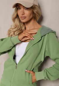 Renee - Zielony Casualowy Komplet Dresowy z Domieszką Bawełny Bluza z Kapturem i Spodnie Joggery Sineva. Kolor: zielony. Materiał: bawełna, dresówka #3