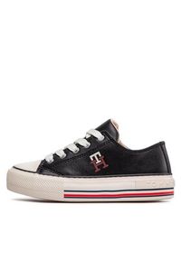 TOMMY HILFIGER - Tommy Hilfiger Trampki Low Cut Lace-Up Sneaker T3A9-32287-1355 m Czarny. Kolor: czarny. Materiał: skóra #5