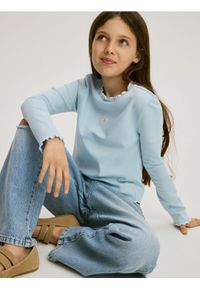 Reserved - Koszulka z haftem - jasnoniebieski. Kolor: niebieski. Materiał: bawełna. Wzór: haft #1