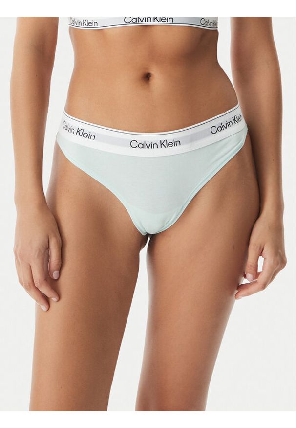 Calvin Klein Underwear Stringi LV00QF8518 Zielony jasny. Kolor: zielony. Materiał: bawełna
