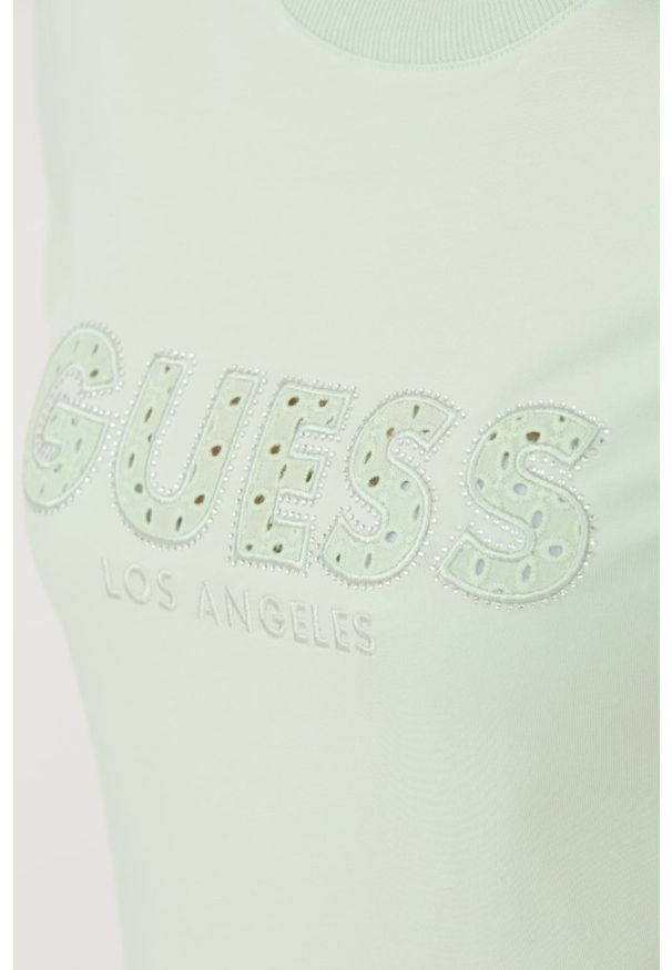 Guess - GUESS Zielony damski t-shirt Sangallo Tee, Rozmiar M. Kolor: zielony