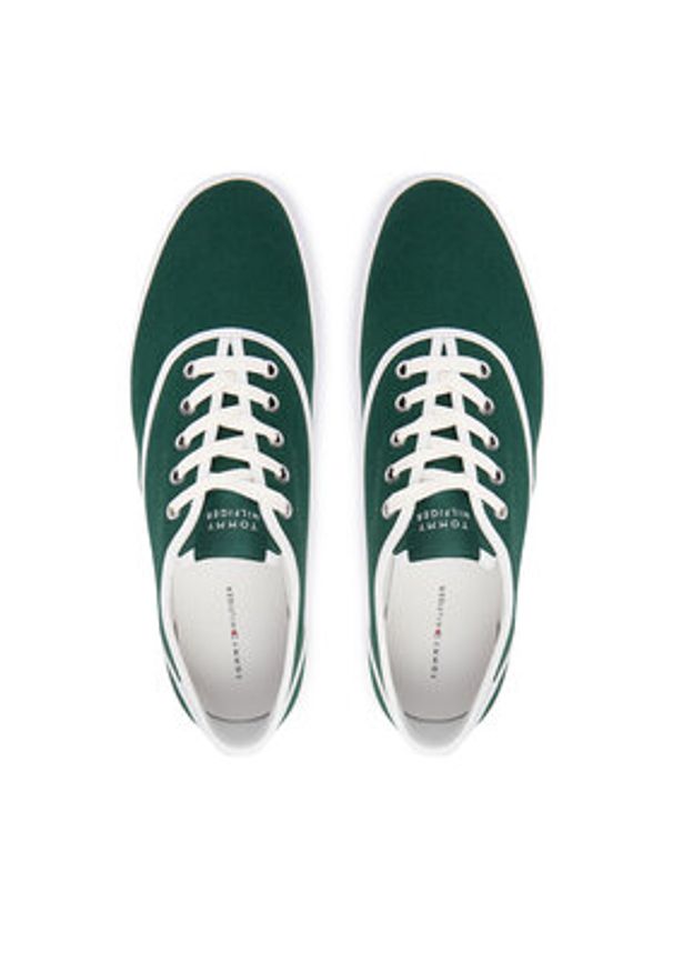 TOMMY HILFIGER - Tommy Hilfiger Tenisówki Th Vulc Cup Long Lace Canvas FM0FM05874 Zielony. Kolor: zielony. Materiał: materiał