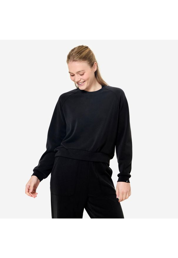 STAREVER - Bluza do jogi damska Domyos. Kolor: czarny. Materiał: poliester, materiał, elastan. Sport: joga i pilates