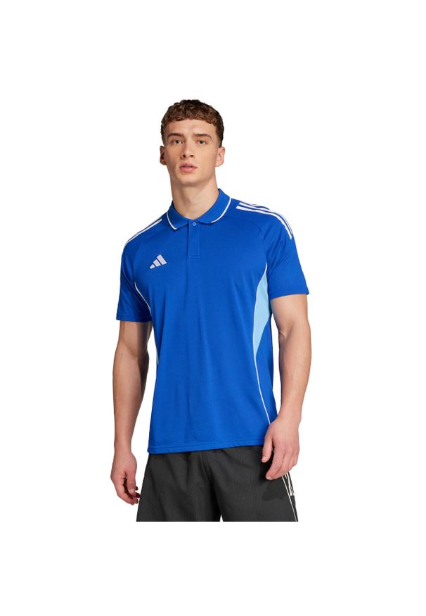 Adidas - Koszulka męska adidas Tiro 25 Competition Polo. Typ kołnierza: polo. Kolor: biały, wielokolorowy, niebieski. Styl: sportowy