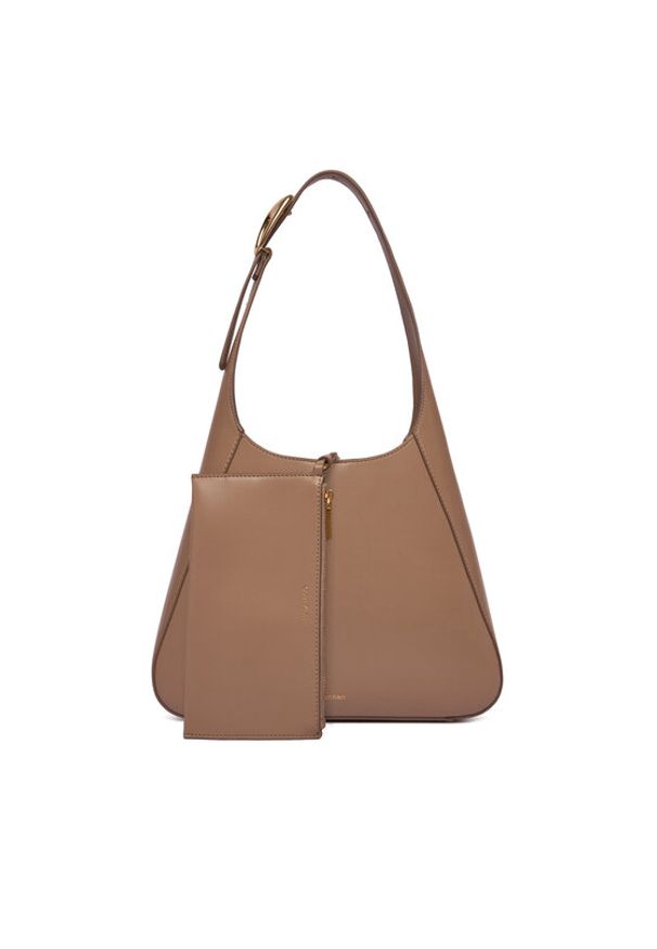 Calvin Klein Torebka Hardware Adj Strap Medium Bag LV04F3402G Beżowy. Kolor: beżowy. Materiał: skórzane