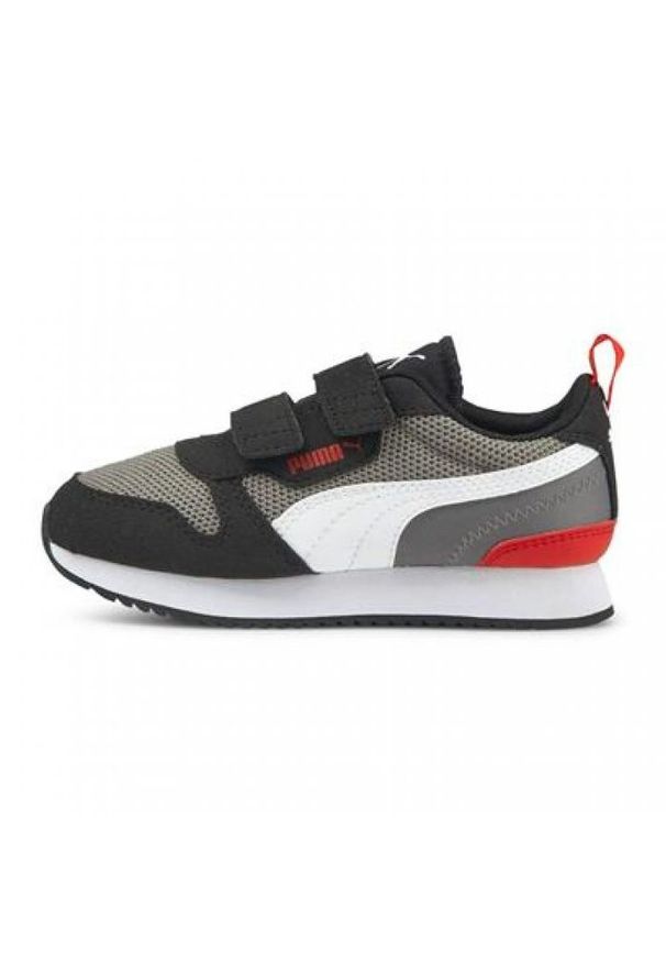 Buty Puma R78 V Ps Jr 373617 22 białe czarne szare. Okazja: na co dzień. Zapięcie: rzepy. Kolor: czarny, biały, szary, wielokolorowy. Materiał: syntetyk, materiał. Szerokość cholewki: normalna