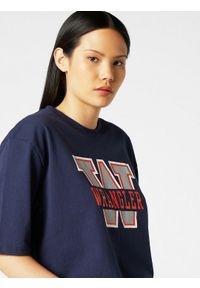 Wrangler - WRANGLER BOYFRIEND CROP TEE DAMSKI T-SHIRT KOSZULKA Z KRÓTKIM RĘKAWEM LOGO NADRUK NAVY W7P6GF114 112132064. Długość rękawa: krótki rękaw. Długość: krótkie. Wzór: nadruk #4