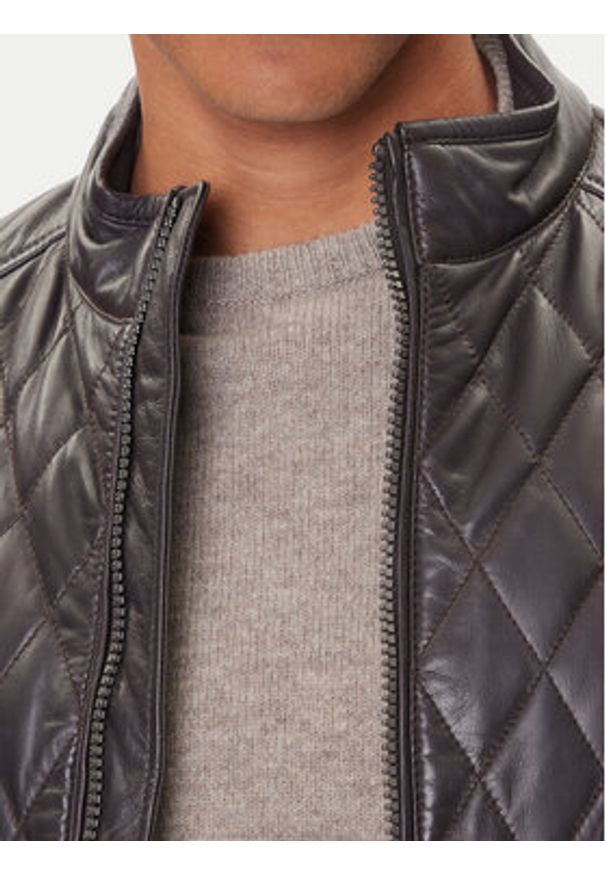 JOOP! Kurtka skórzana 17 Boys 1500150 80000851 Brązowy Regular Fit. Kolor: brązowy. Materiał: skóra