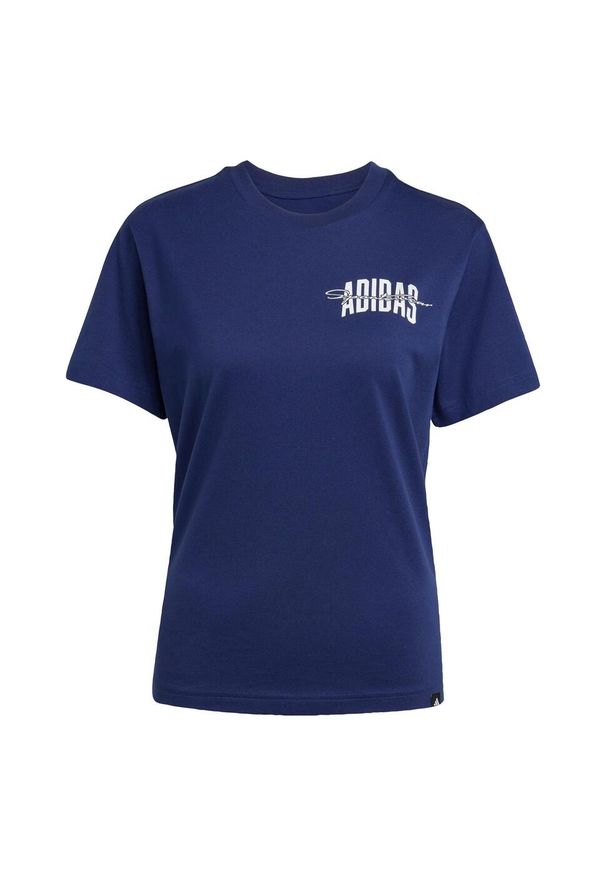 Adidas - Koszulka Collegiate Graphic. Kolor: niebieski. Materiał: bawełna. Sport: fitness