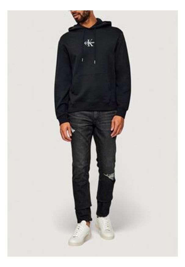 Calvin Klein Jeans Bluza LS EU 350TERRY MICRO MONOLOGO HO Czarny Casual Fit. Okazja: na co dzień. Kolor: czarny. Styl: casual