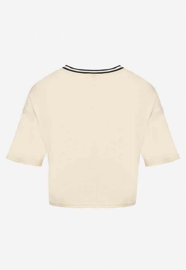 Born2be - Jasnobeżowy Bawełniany T-shirt z Napisem Nitanelia. Okazja: na co dzień. Kolor: beżowy. Materiał: bawełna. Wzór: napisy. Styl: casual