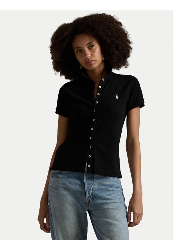 Polo Ralph Lauren Polo 211939272004 Czarny Slim Fit. Typ kołnierza: polo. Kolor: czarny. Materiał: bawełna