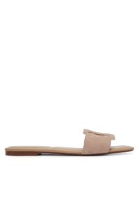 Calvin Klein Klapki Square Flat Sndl Embl Suede HW0HW03055 Beżowy. Kolor: beżowy. Materiał: skóra, zamsz #1