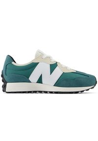 Buty dziecięce New Balance GS327BD – zielone. Okazja: na co dzień. Kolor: zielony. Materiał: materiał, syntetyk, guma. Szerokość cholewki: normalna