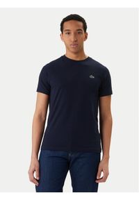 Lacoste T-Shirt TH0003 Granatowy Regular Fit. Kolor: niebieski. Materiał: syntetyk #1