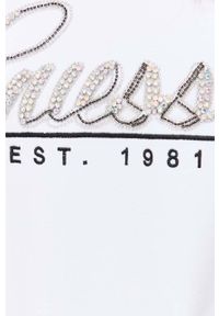 Guess bluza damska kolor biały z aplikacją. Kolor: biały. Wzór: aplikacja. Styl: klasyczny #3