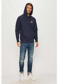 Tommy Jeans - Bluza bawełniana. Typ kołnierza: kaptur. Kolor: niebieski. Materiał: bawełna. Wzór: gładki, aplikacja #5