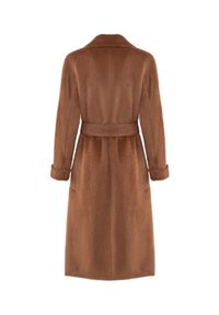 CATERINA - Brązowy płaszcz z alpaki i wełny. Kolor: brązowy. Materiał: wełna #6