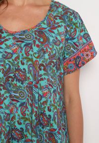 Born2be - Zielona Wiskozowa Sukienka Rozkloszowana we Wzór Paisley Mastis. Kolor: zielony. Materiał: wiskoza. Wzór: paisley #6