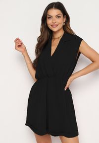 Born2be - Czarny Kombinezon z Nakładkowym Dekoltem i Gumką w Talii Nansaliah. Kolor: czarny #7