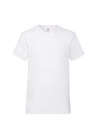 FRUIT OF THE LOOM - Koszulka Unisex Dla Dorosłych Valueweight Z Gładkim Dekoltem W Szpic. Kolor: biały. Wzór: gładki