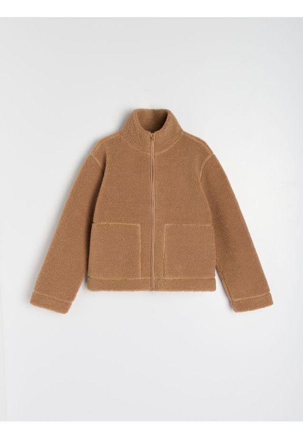 Sinsay - Bluza sherpa - brązowy. Kolor: brązowy