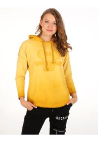 Unisono - BAWEŁNIANA BLUZA Z KAPTUREM 169-44661 GIALLO. Typ kołnierza: kaptur. Materiał: bawełna