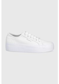 DC tenisówki damskie kolor biały. Nosek buta: okrągły. Zapięcie: sznurówki. Kolor: biały. Materiał: guma, materiał