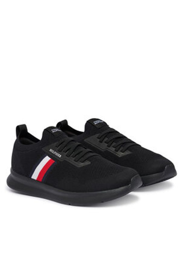 TOMMY HILFIGER - Tommy Hilfiger Sneakersy Lightweight Knitted Runner FM0FM05756 Czarny. Kolor: czarny. Materiał: materiał