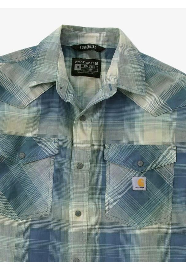 Koszula męska Carhartt Snap-Front Plaid Shirt. Kolor: niebieski