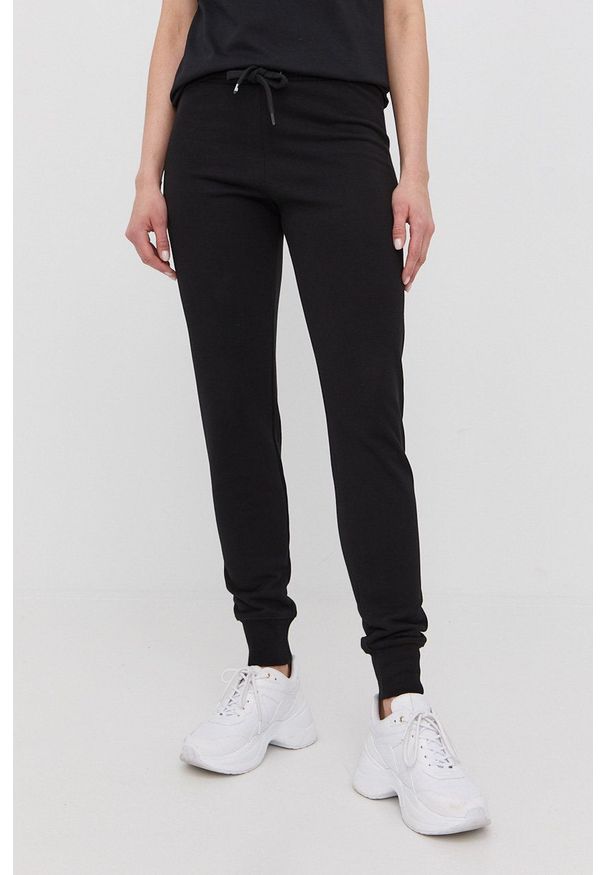 Love Moschino spodnie damskie kolor czarny gładkie. Kolor: czarny. Wzór: gładki