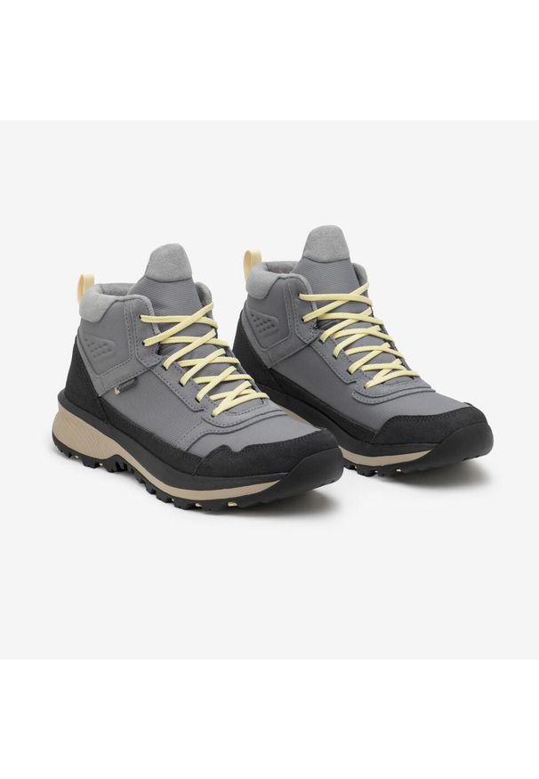 quechua - Buty turystyczne damskie Quechua NH500 Mid skóra wodoodporne. Zapięcie: sznurówki. Kolor: szary. Materiał: skóra. Szerokość cholewki: normalna. Styl: sportowy