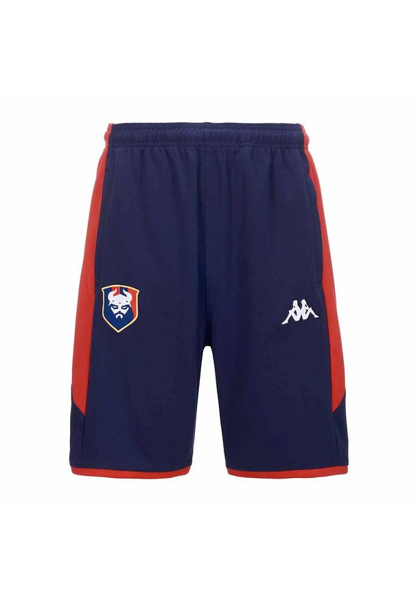 Kappa - Szorty SM Caen Alozip 7 2023/24. Kolor: niebieski, czerwony, wielokolorowy. Materiał: materiał. Sport: piłka nożna