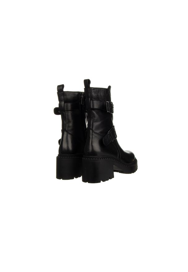 Botki Bayla-161 138 23514 Black 161601, Czarny, Skóra naturalna. Okazja: na co dzień. Nosek buta: okrągły. Zapięcie: klamry. Kolor: czarny. Szerokość cholewki: normalna. Wysokość cholewki: za kostkę. Materiał: skóra. Sezon: jesień, zima. Obcas: na obcasie. Styl: casual, elegancki. Wysokość obcasa: średni