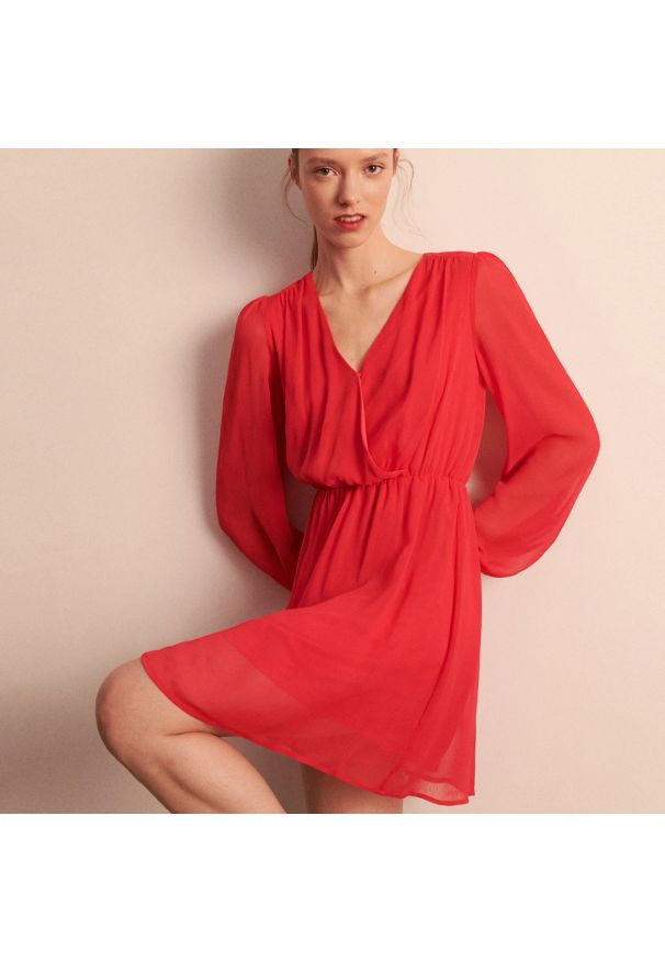Reserved - Szyfonowa sukienka - Różowy. Kolor: różowy. Materiał: szyfon