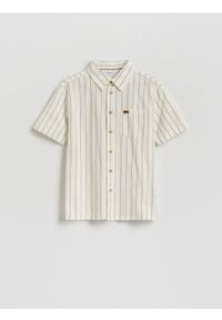 Reserved - Bawełniana koszula w paski - biały. Kolor: biały. Materiał: bawełna. Wzór: paski #1