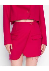 MARLU - Różowa spódnica z zakładką Berno. Kolor: różowy, wielokolorowy, fioletowy. Materiał: wełna