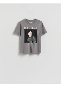 Reserved - T-shirt Marilyn Monroe - ciemnoszary. Kolor: szary. Materiał: bawełna #1
