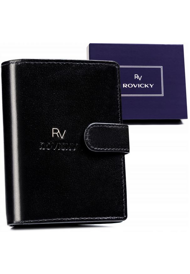 ROVICKY - Portfel skórzany Rovicky RV-7680278-5-L-BCA-4 czarny. Kolor: czarny. Materiał: skóra