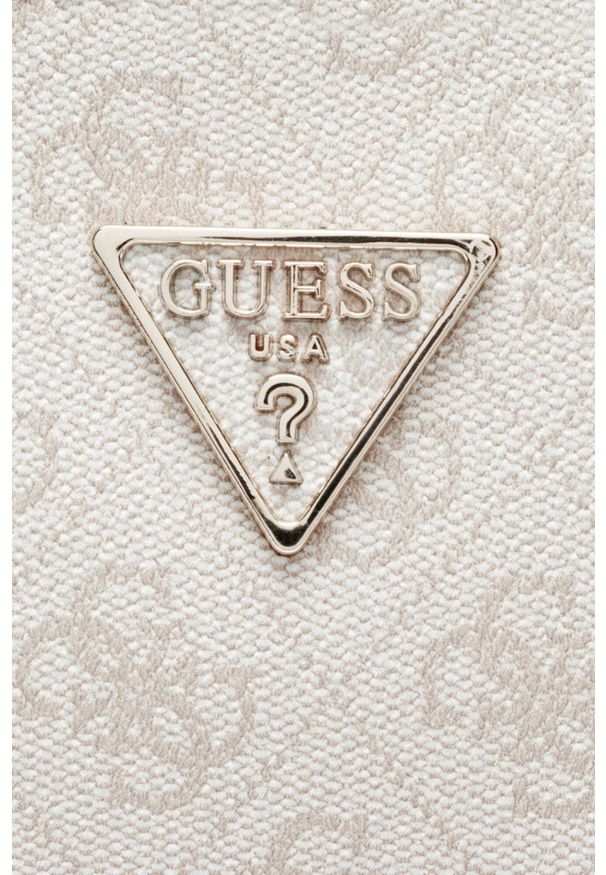 Guess - GUESS Biała logowana torebka damska Noelle II. Kolor: biały. Materiał: skórzane. Styl: elegancki, klasyczny. Rodzaj torebki: na ramię