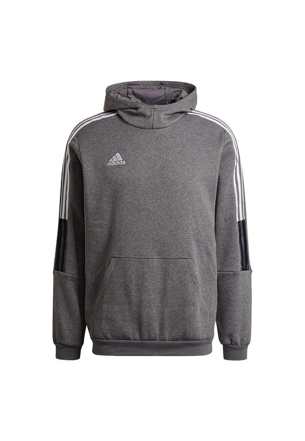 Adidas - Bluza piłkarska męska adidas Tiro 21 Sweat Hoody. Kolor: biały, wielokolorowy, szary. Materiał: bawełna, poliester. Sport: piłka nożna