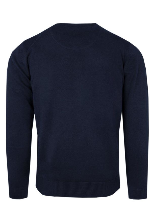 Męski Sweter z Okrągłym Dekoltem (U-Neck) - Alties - Granatowy. Okazja: na spotkanie biznesowe, na co dzień. Kolor: niebieski. Materiał: bawełna. Styl: elegancki, biznesowy, casual