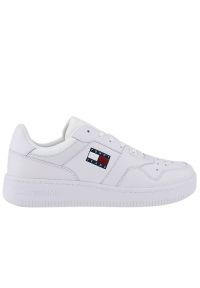 Buty Tommy Jeans Retro Basket EM0EM00955-YBR - białe. Kolor: biały. Materiał: poliester, skóra, kauczuk. Szerokość cholewki: normalna