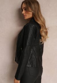 Renee - Czarna Kurtka Ramoneska Lynna. Kolor: czarny. Materiał: jeans. Styl: klasyczny #4