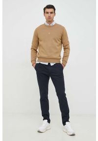 Polo Ralph Lauren bluza męska kolor beżowy gładka. Typ kołnierza: polo. Kolor: beżowy. Materiał: poliester, dzianina. Wzór: gładki #2