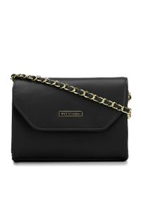 Wittchen - Damska listonoszka z ekoskóry na łańcuszku mała czarna. Kolor: czarny. Wzór: haft, geometria. Dodatki: z haftem. Materiał: skórzane. Rozmiar: małe. Styl: elegancki, wizytowy #1