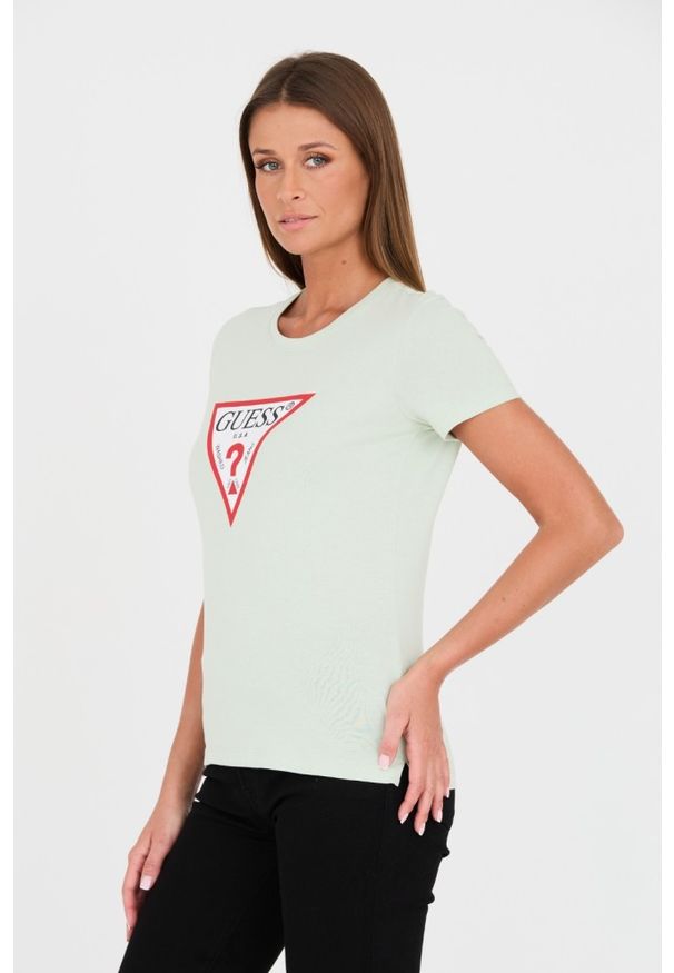 Guess - GUESS Zielony t-shirt Original Tee. Kolor: zielony. Materiał: bawełna