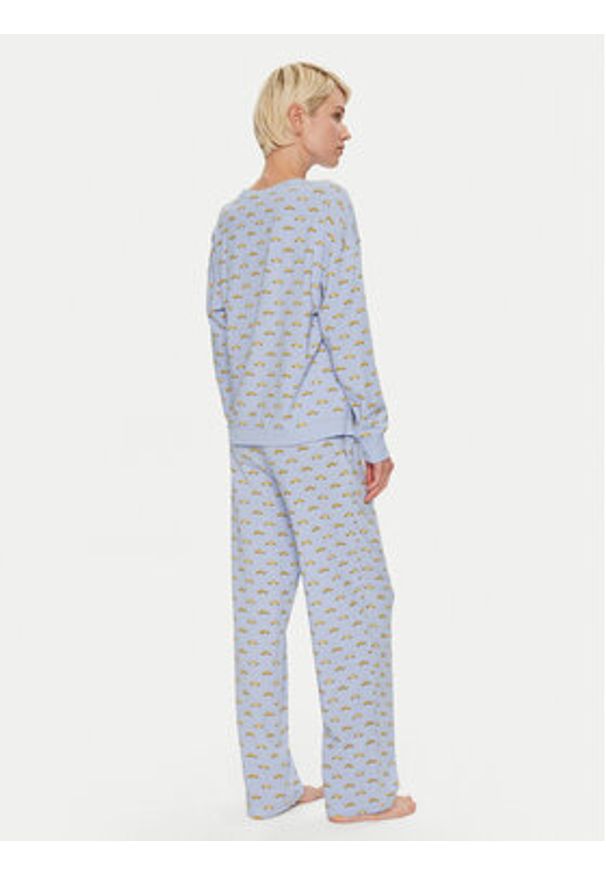 DKNY Piżama YI80030 Błękitny Relaxed Fit. Kolor: niebieski. Materiał: bawełna
