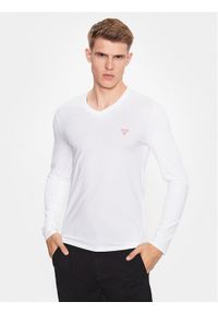 Guess Longsleeve M2YI08 J1314 Biały Slim Fit. Kolor: biały. Materiał: bawełna. Długość rękawa: długi rękaw